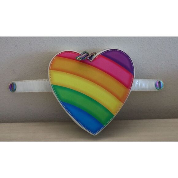 Loungefly Lisa Frank Logo Heart Detachable Rainbow Bag Mini Backpack - Picture 12 of 16